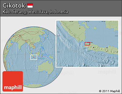 Savanna Style Location Map of Cikotok, hill shading