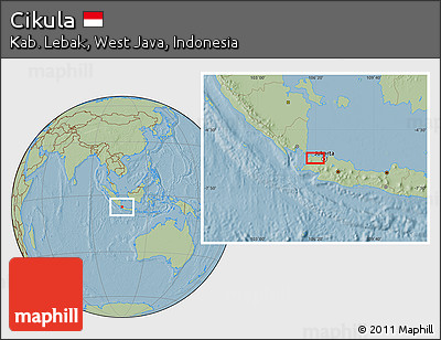Savanna Style Location Map of Cikula, hill shading