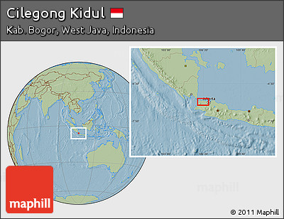 Savanna Style Location Map of Cilegong Kidul, hill shading