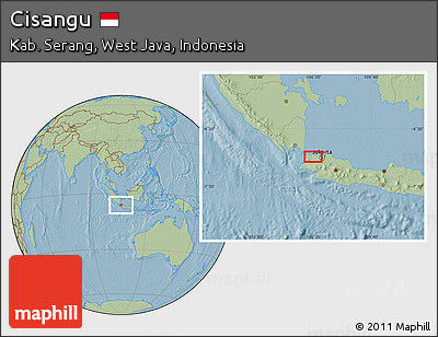 Savanna Style Location Map of Cisangu, hill shading