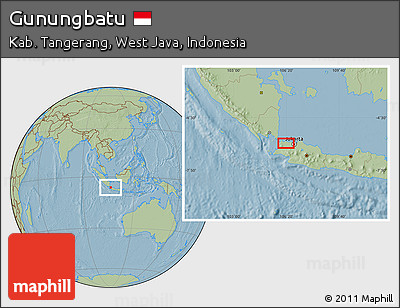 Savanna Style Location Map of Gunungbatu, hill shading
