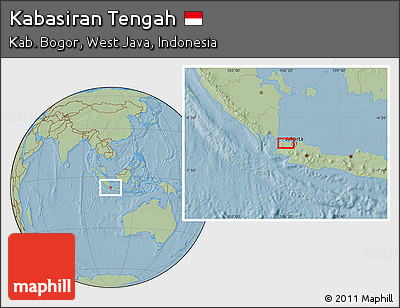 Savanna Style Location Map of Kabasiran Tengah, hill shading