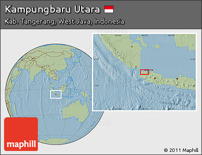 Savanna Style Location Map of Kampungbaru Utara, hill shading