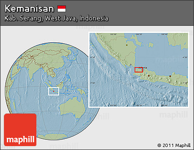 Savanna Style Location Map of Kemanisan, hill shading