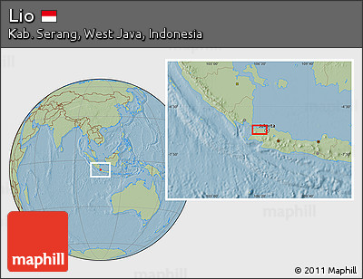 Savanna Style Location Map of Lio, hill shading