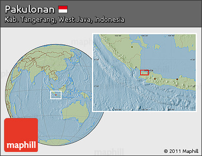 Savanna Style Location Map of Pakulonan, hill shading