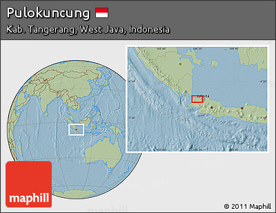 Savanna Style Location Map of Pulokuncung, hill shading