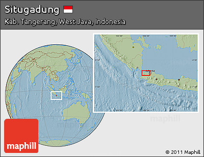 Savanna Style Location Map of Situgadung, hill shading