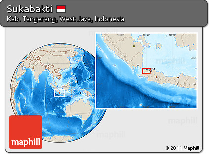 Shaded Relief Location Map of Sukabakti