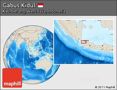 Shaded Relief Location Map of Gabus Kidul