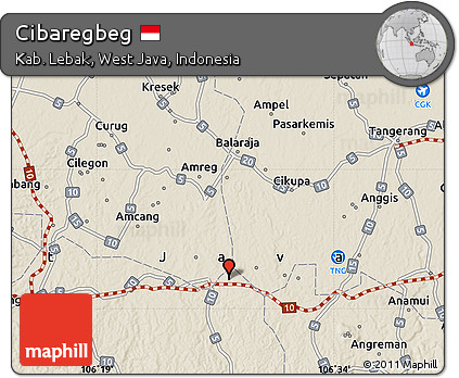 Shaded Relief Map of Cibaregbeg