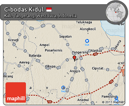 Shaded Relief Map of Cibodas Kidul