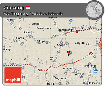 Shaded Relief Map of Cipicung