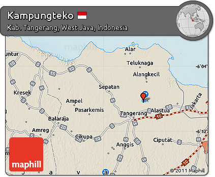 Shaded Relief Map of Kampungteko