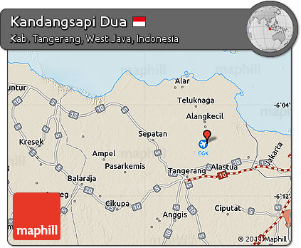 Shaded Relief Map of Kandangsapi Dua