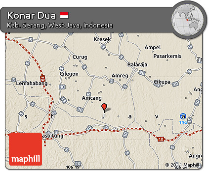 Shaded Relief Map of Konar Dua