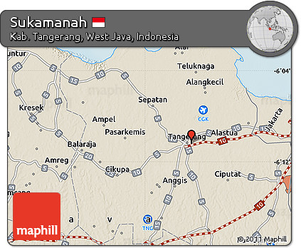 Shaded Relief Map of Sukamanah