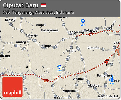 Shaded Relief Map of Ciputat Baru