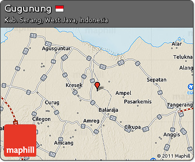 Shaded Relief Map of Gugunung