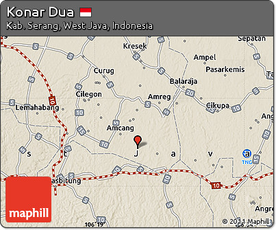 Shaded Relief Map of Konar Dua