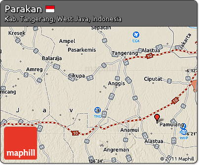 Shaded Relief Map of Parakan