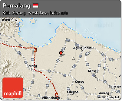 Shaded Relief Map of Pemalang