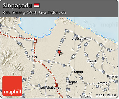 Shaded Relief Map of Singapadu
