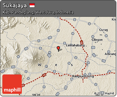 Shaded Relief Map of Sukajaya