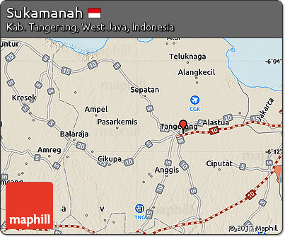 Shaded Relief Map of Sukamanah