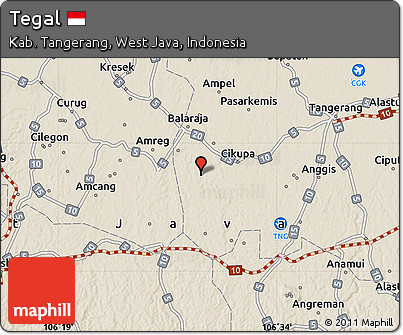 Shaded Relief Map of Tegal