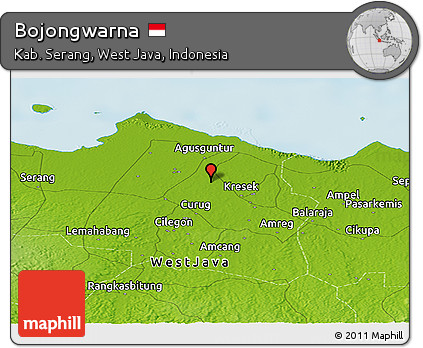 Physical Panoramic Map of Bojongwarna