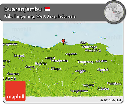 Physical Panoramic Map of Buaranjambu