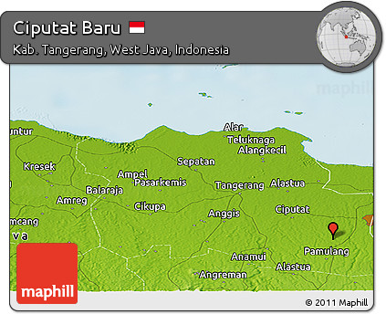 Physical Panoramic Map of Ciputat Baru