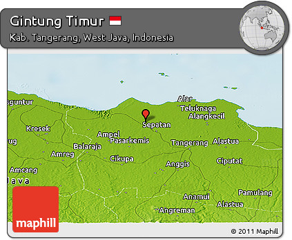Physical Panoramic Map of Gintung Timur