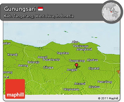 Physical Panoramic Map of Gunungsari