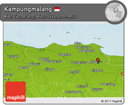 Physical Panoramic Map of Kampungmalang