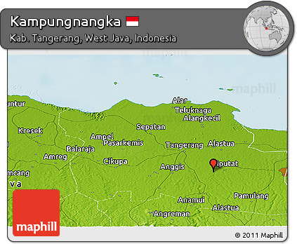 Physical Panoramic Map of Kampungnangka