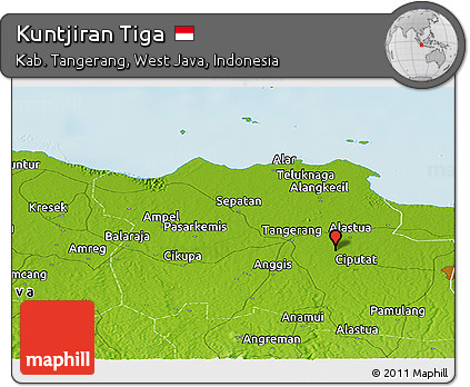 Physical Panoramic Map of Kuntjiran Tiga