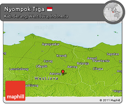 Physical Panoramic Map of Nyompok Tiga