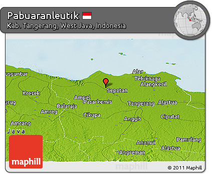 Physical Panoramic Map of Pabuaranleutik