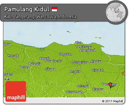 Physical Panoramic Map of Pamulang Kidul