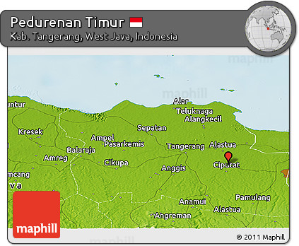 Physical Panoramic Map of Pedurenan Timur