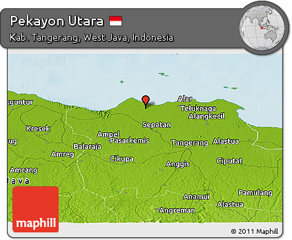Physical Panoramic Map of Pekayon Utara
