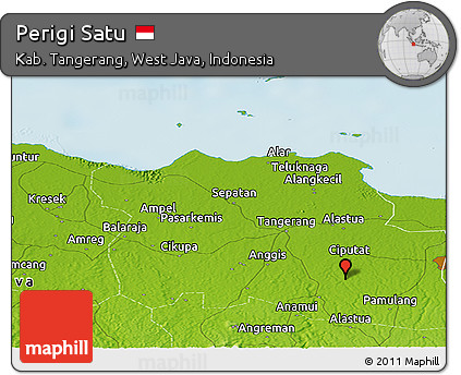 Physical Panoramic Map of Perigi Satu