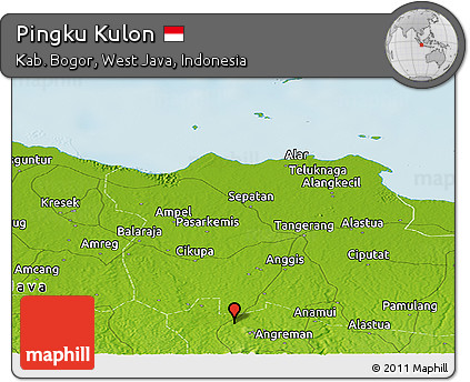 Physical Panoramic Map of Pingku Kulon