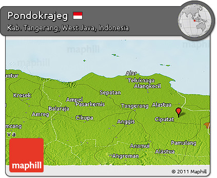 Physical Panoramic Map of Pondokrajeg