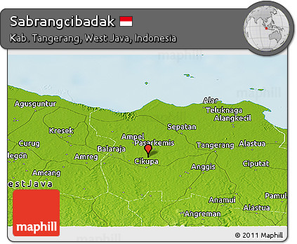 Physical Panoramic Map of Sabrangcibadak