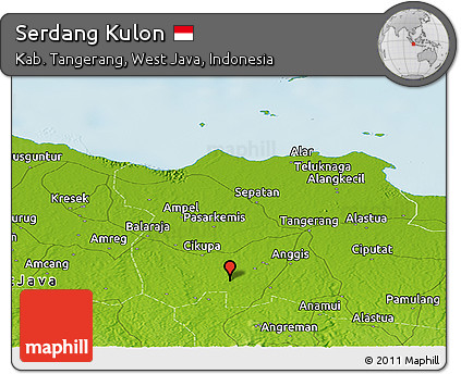 Physical Panoramic Map of Serdang Kulon