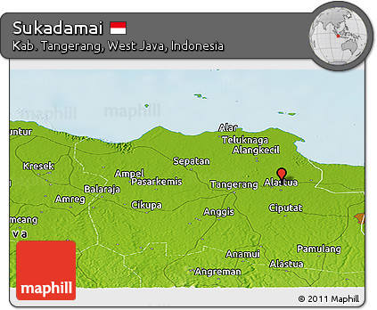 Physical Panoramic Map of Sukadamai