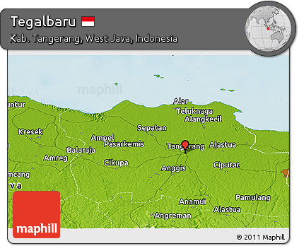 Physical Panoramic Map of Tegalbaru